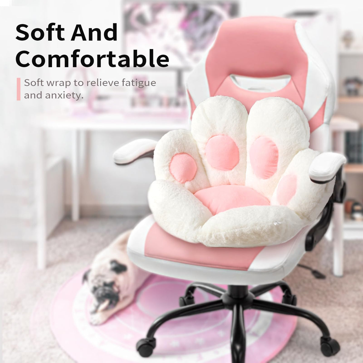 Closeup of Ditucu Cat Paw Cushion plush fabric texture
