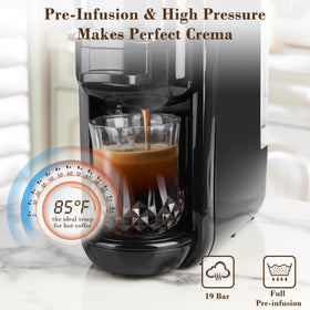 DIVINOCaffe 19-bar pump delivering rich crema and aroma