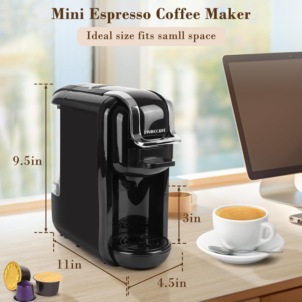 DIVINOCaffe compact design fits small kitchens and offices