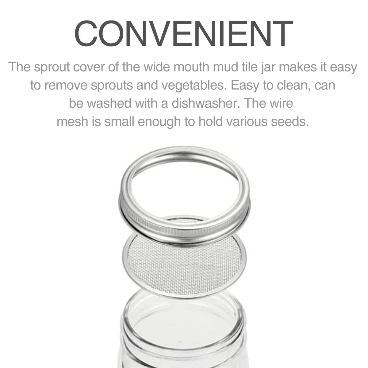 DIVSEA regular-mouth sprouting lid with removable screen for drainage.