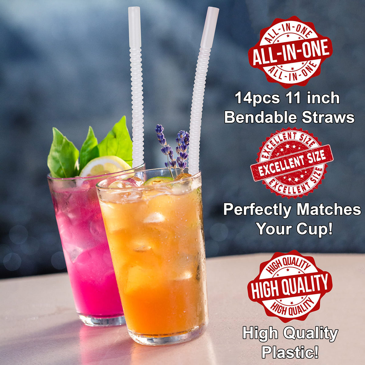 Diximus reusable 14-pack straws for eco-friendly daily use.