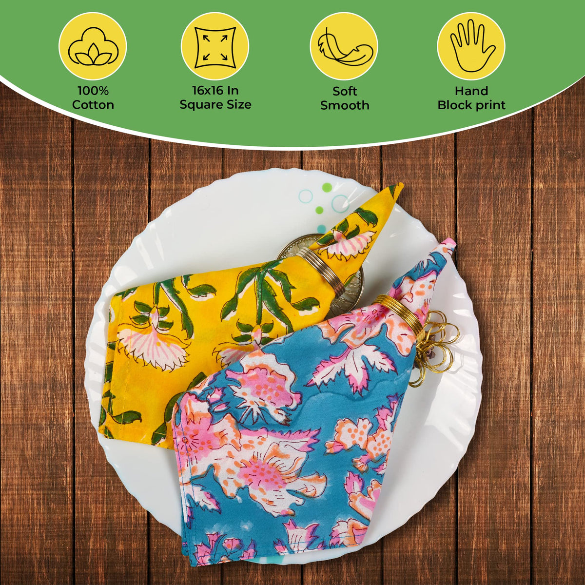 DIYANA IMPEX cotton napkins, square 16x16 inches, offer quick-dry and soft, durable use