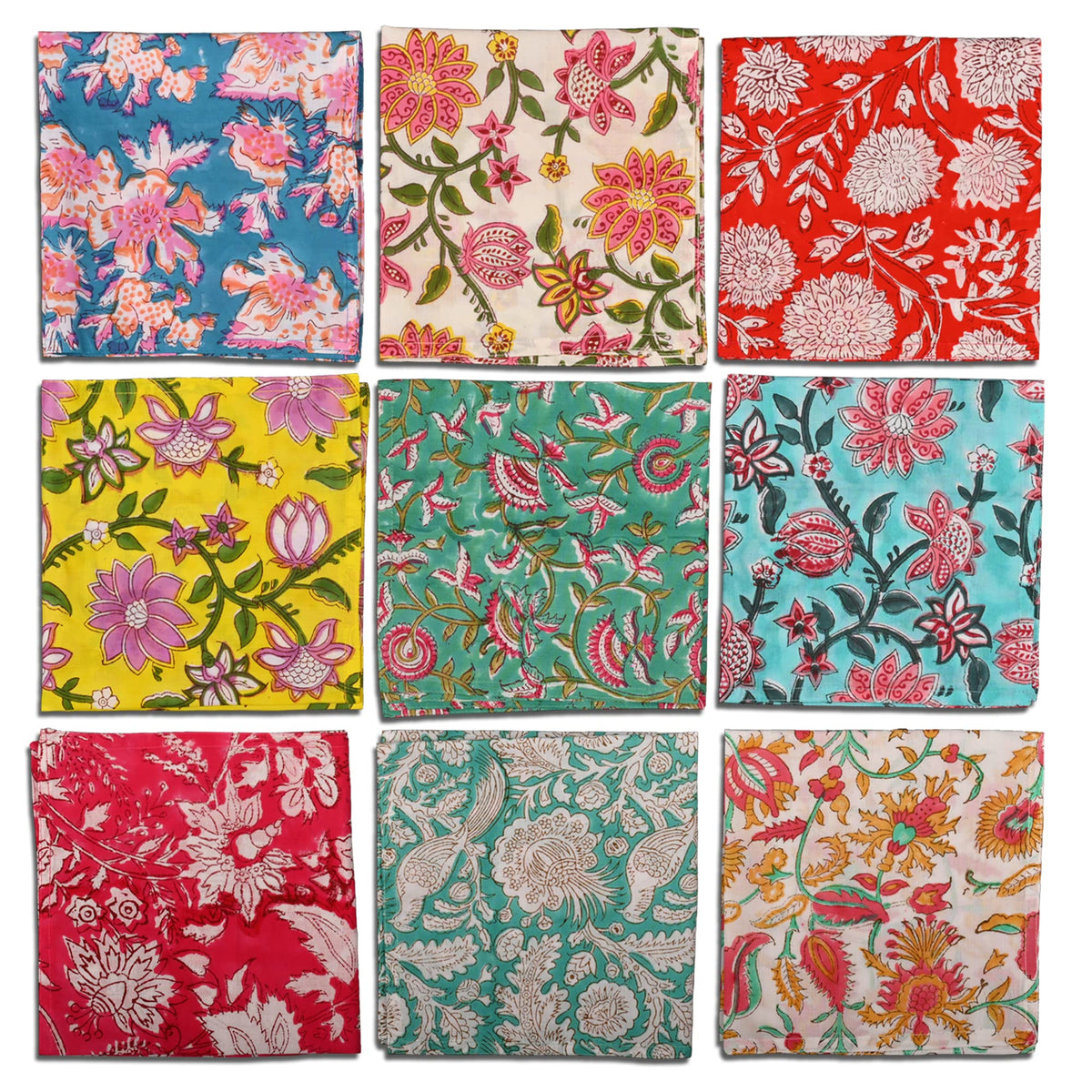 DIYANA IMPEX hand block printed napkins with vibrant multicolored patterns for lively family meals