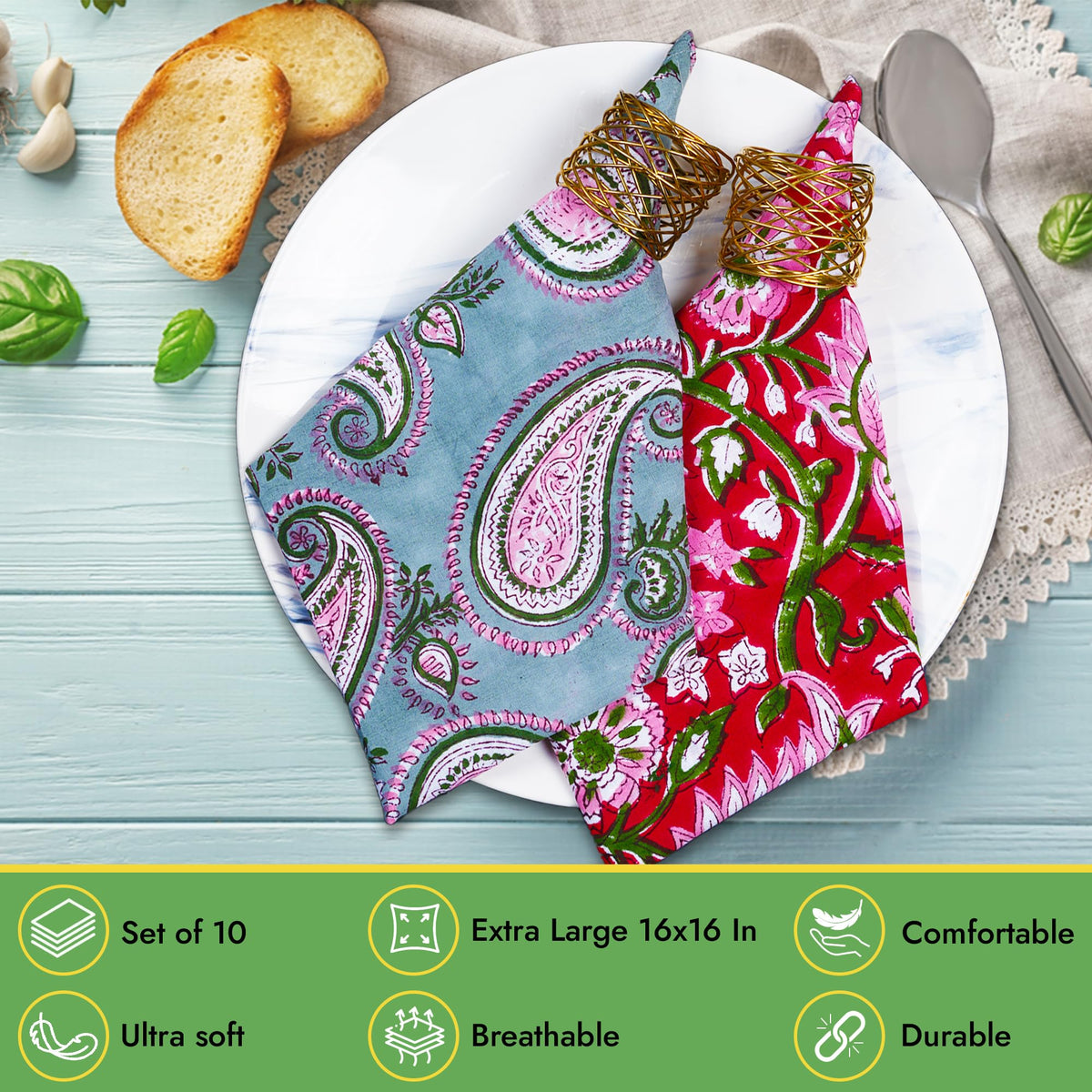 DIYANA IMPEX 16x16 inch napkin in bold motif for reusable dining