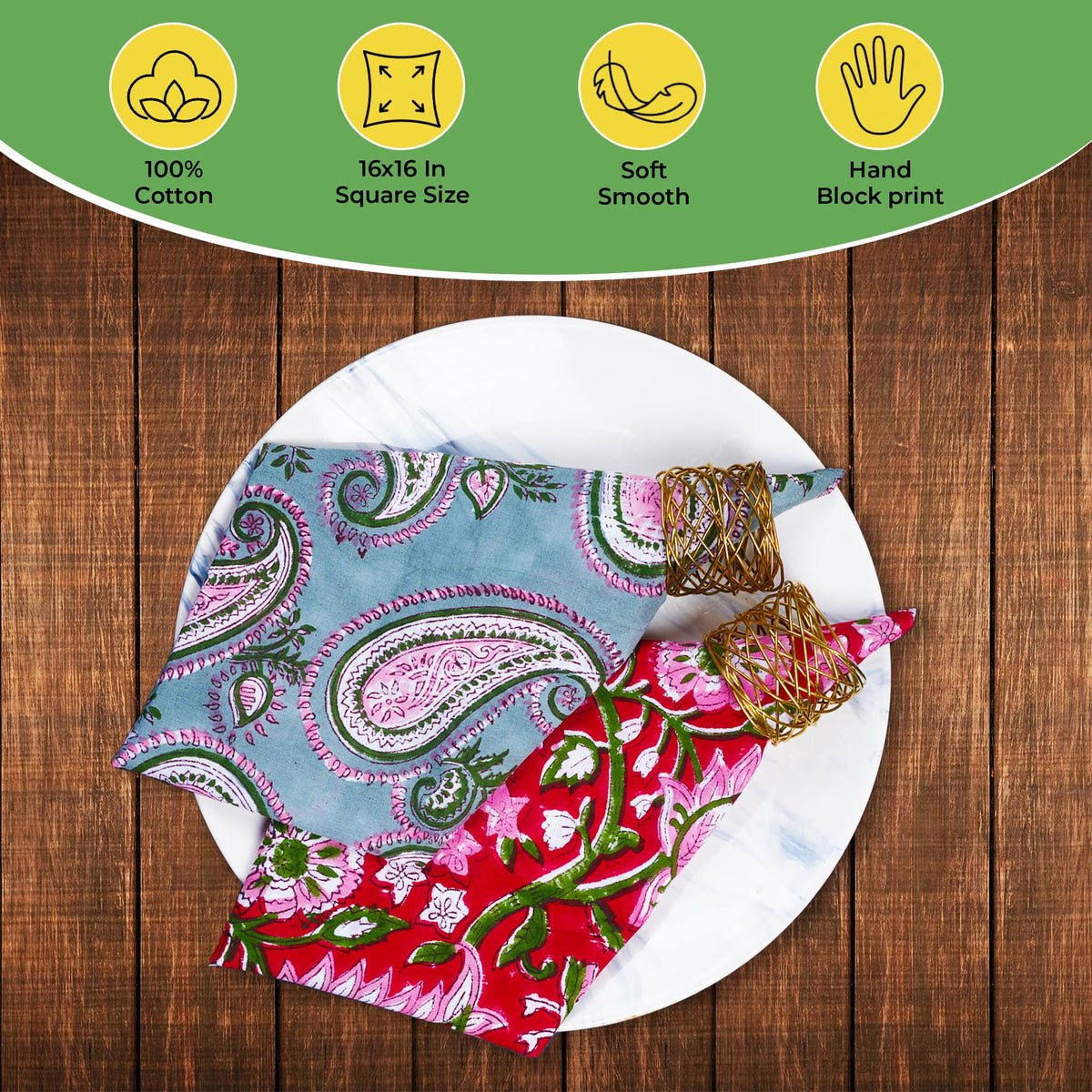 DIYANA IMPEX hand-printed napkin for everyday meals