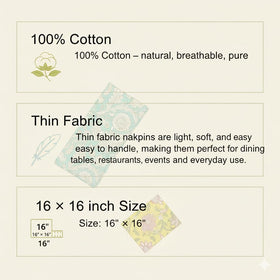DIYANA IMPEX hand printed napkins vary by dye and pattern, giving each table setting a unique touch