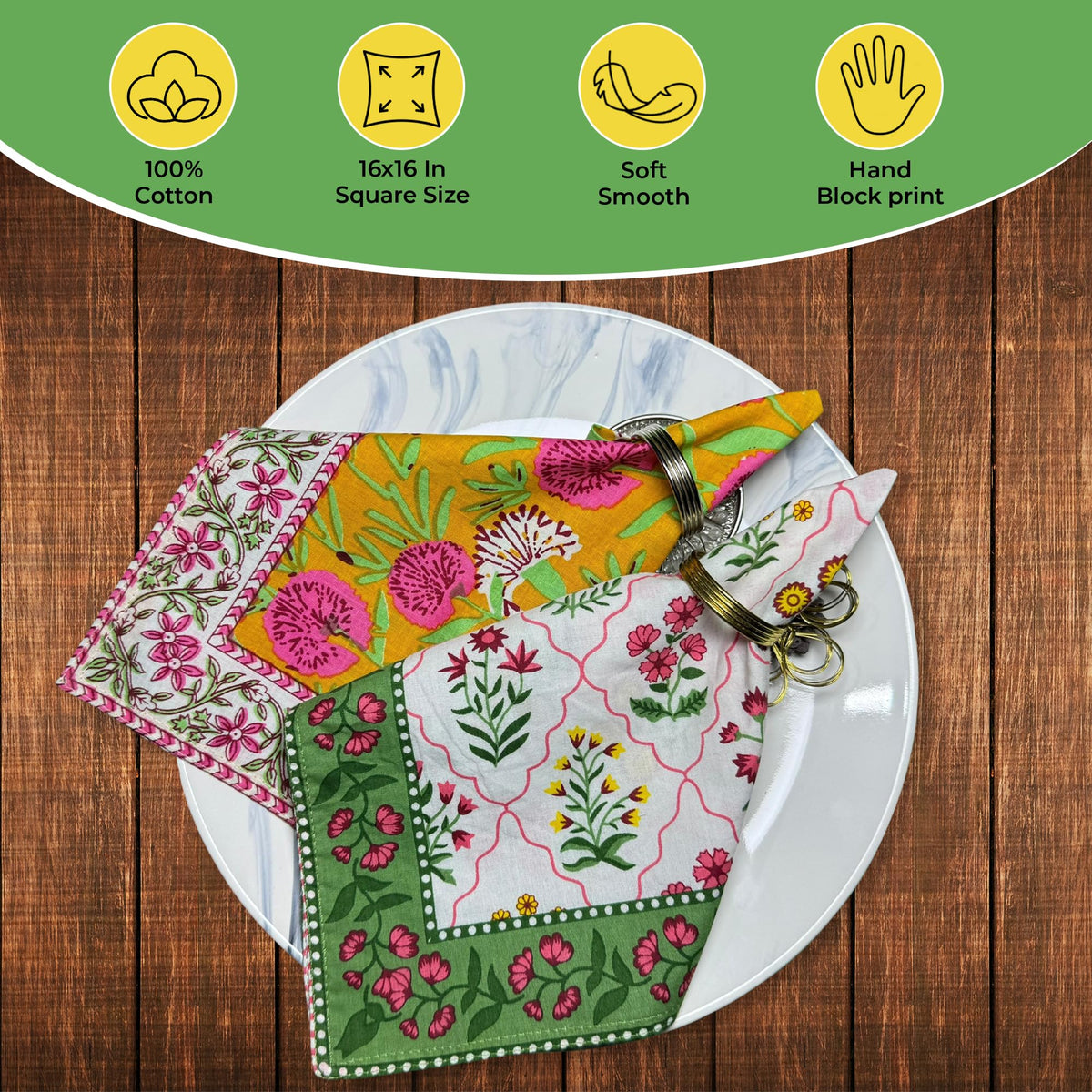 DIYANAIMPEX floral hand block prints add color to everyday meals