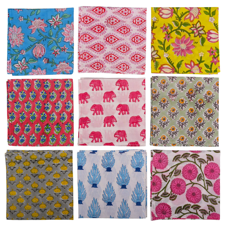 DIYANA IMPEX hand block printed cotton napkins bundle for stylish everyday dining