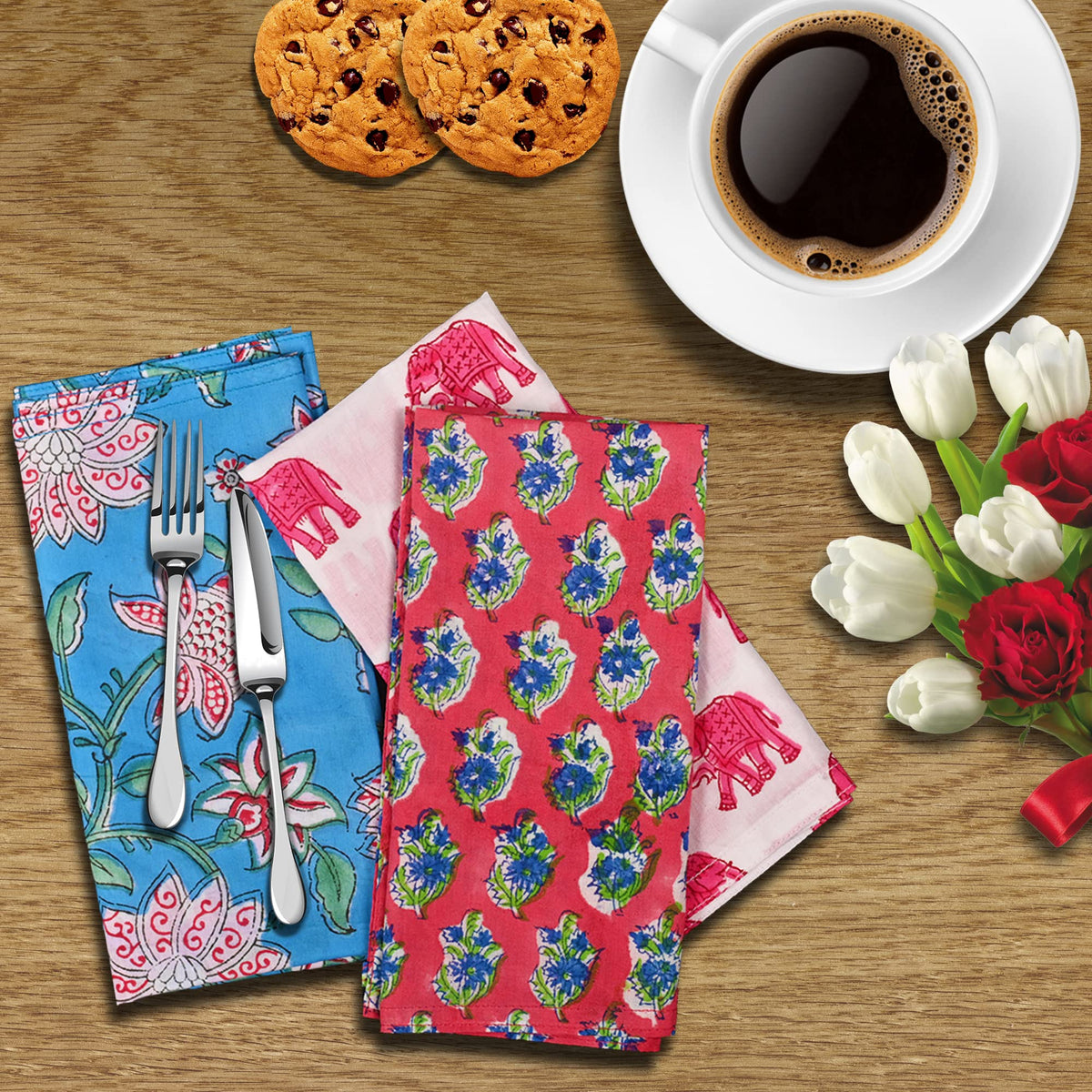 DIYANA IMPEX napkins with vibrant multicolor designs for entertaining