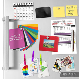 DIYMAG office magnets in brushed nickel help declutter bulletin boards