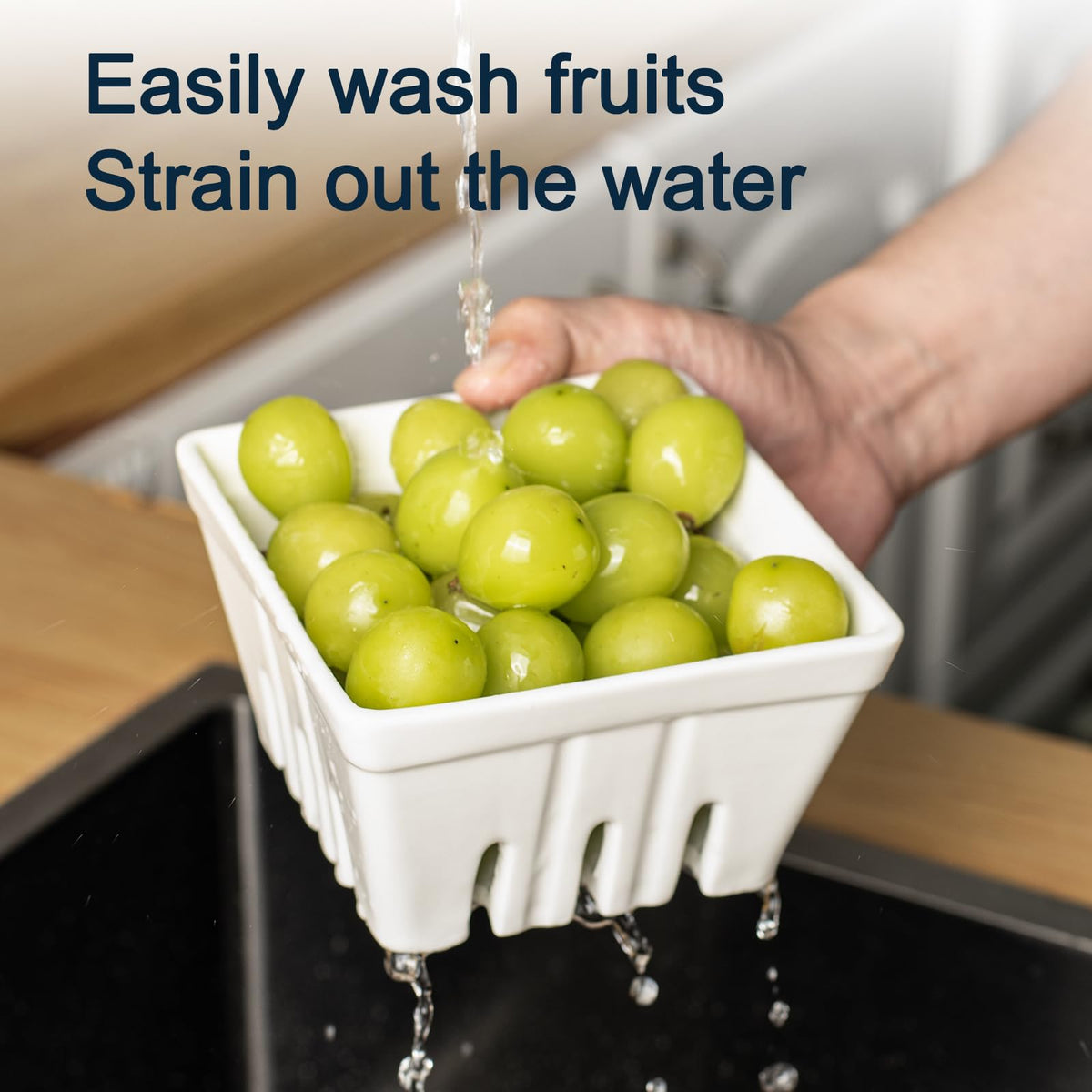 Dizada berry basket stackable design saves fridge space.