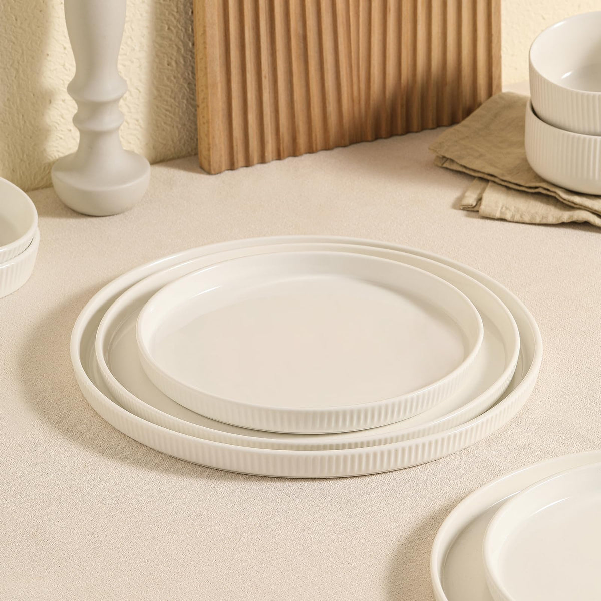 Dizada white porcelain complements any kitchen style during gatherings.