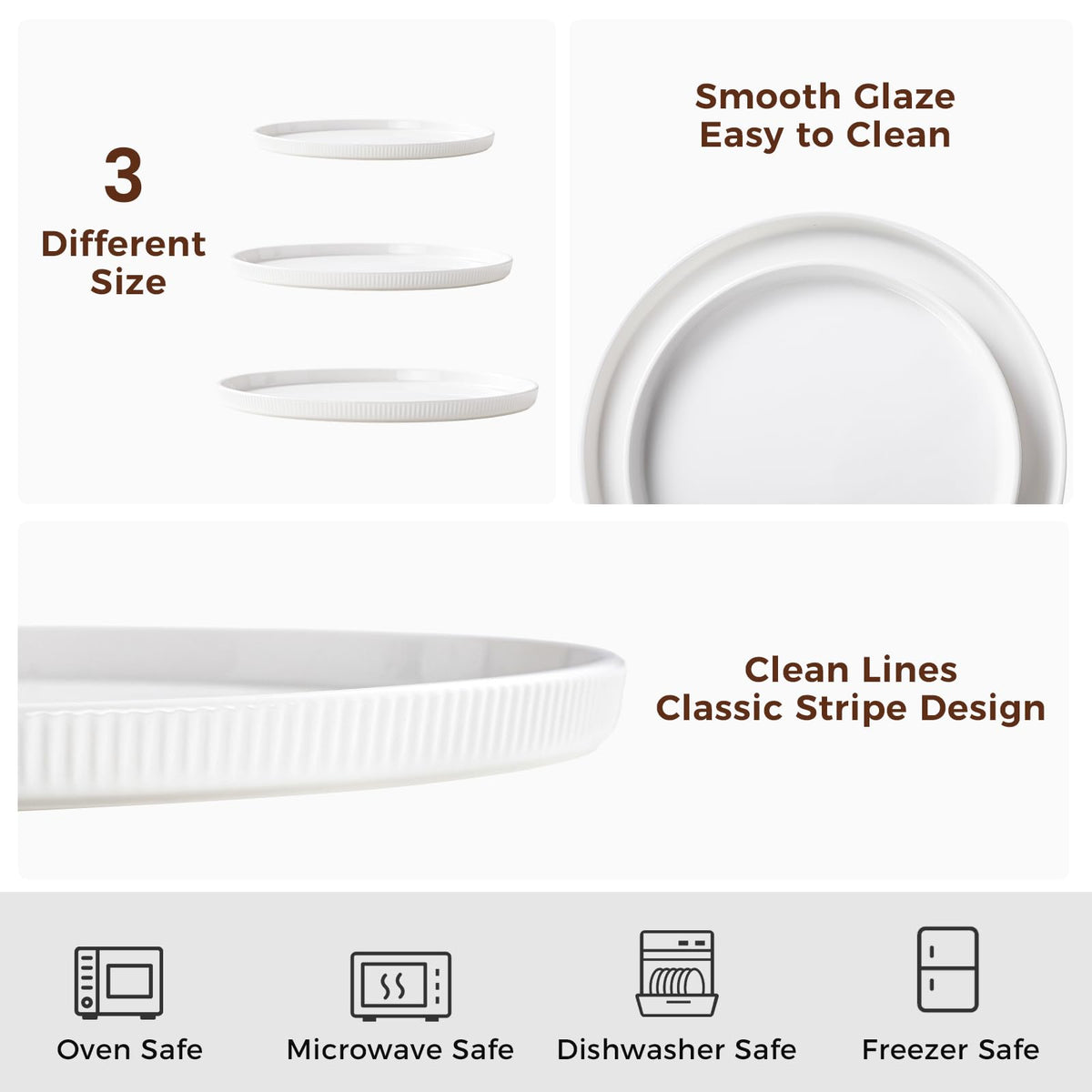 Dizada round platters keep foods contained with a subtle rim.