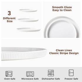 Dizada round platters keep foods contained with a subtle rim.