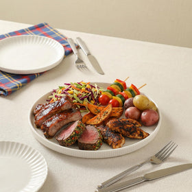 Dizada porcelain is oven-safe and dishwasher-safe for easy entertaining.