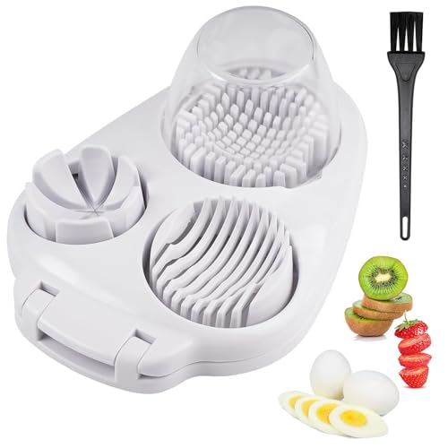 DJBNT 3-in-1 egg slicer white front view shows versatile slicing options for quick prep.