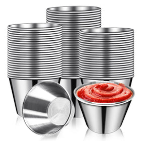 DJZZ 50-pack metal sauce cups top view for dipping