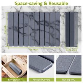 Collapsed DK177 mat folded for compact storage in a cabinet