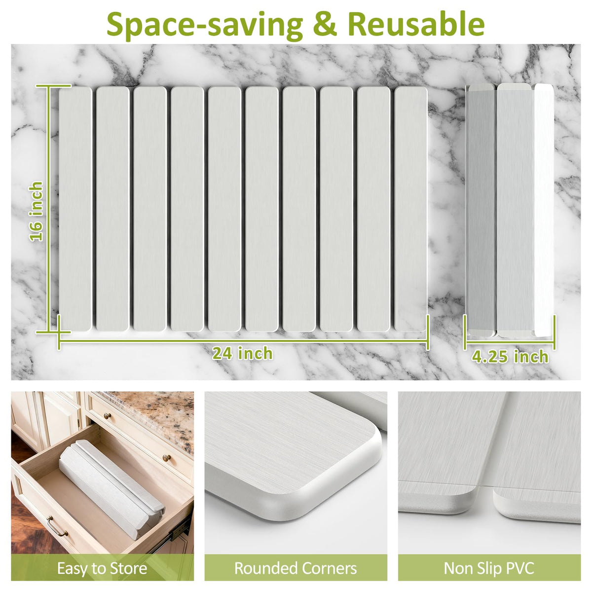 DK177 folding-drying-mat demonstrates compact storage when not in use.