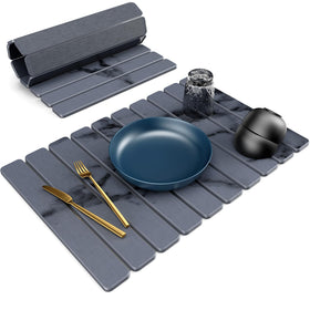 DK177 large stone drying mat on kitchen counter with quick-dry surface