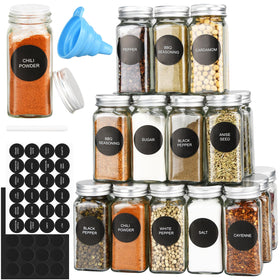 DkOvn 24pc glass spice jars show contents clearly for quick checks.