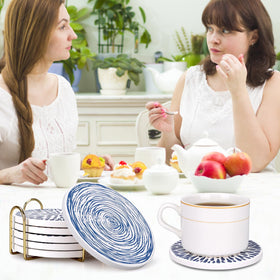 Dksyee coaster set enhances dining room, kitchen, or bar decor