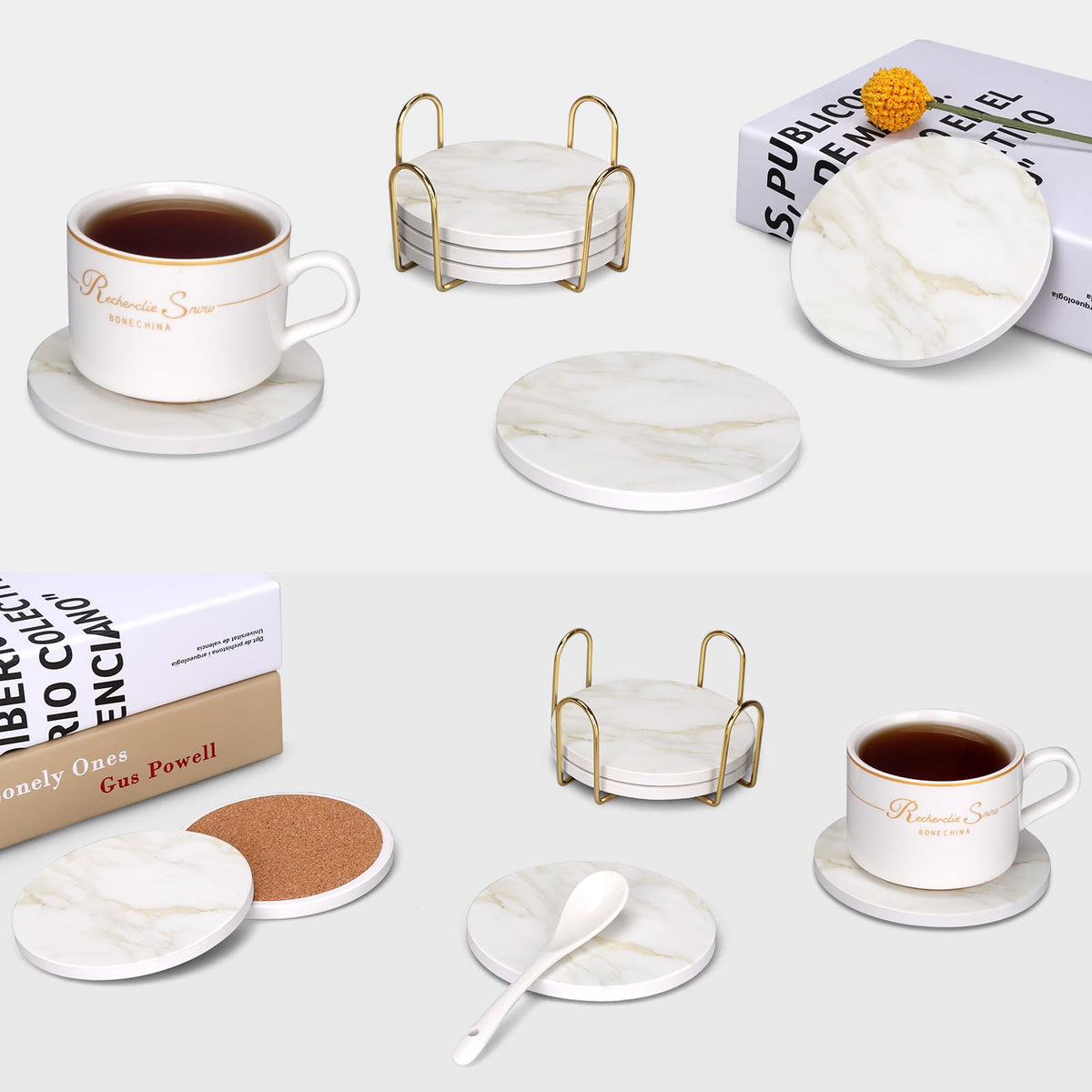 Dksyee coaster storage stand keeps coasters tidy and accessible.