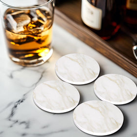 Dksyee coaster set on dining table adds subtle elegance.
