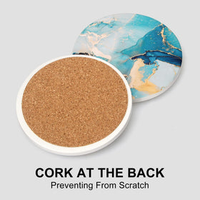 Dksyee coaster with non-slip cork bottom prevents slips and scratches on tables