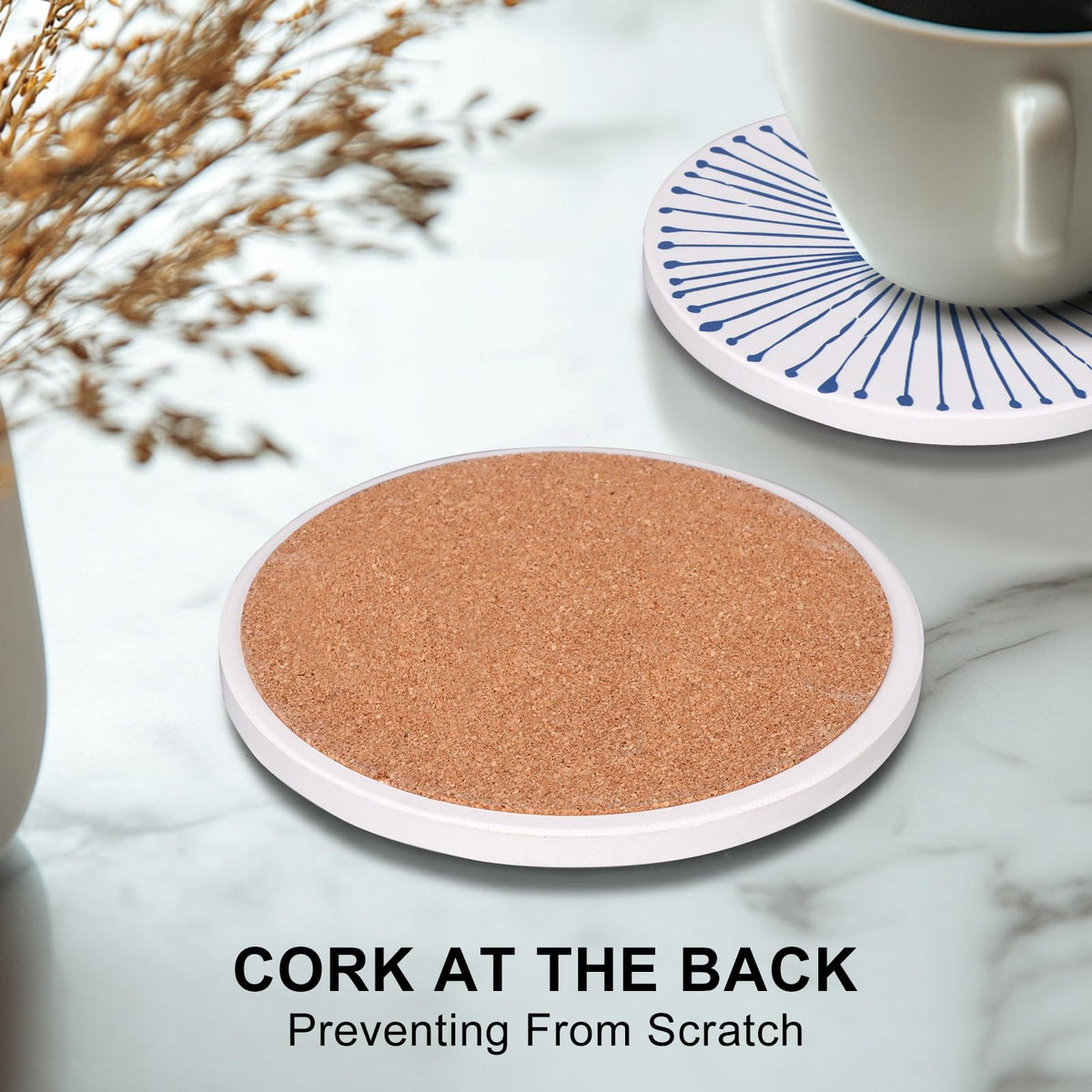Dksyee round ceramic coaster pattern 02 complements casual home dining