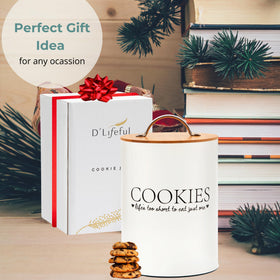 Off-white D'Lifeful cookie jar blends with farmhouse and modern kitchens.