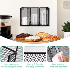 DLUGOPIS black iron lid storage keeps cup lids neat and ready on the wall