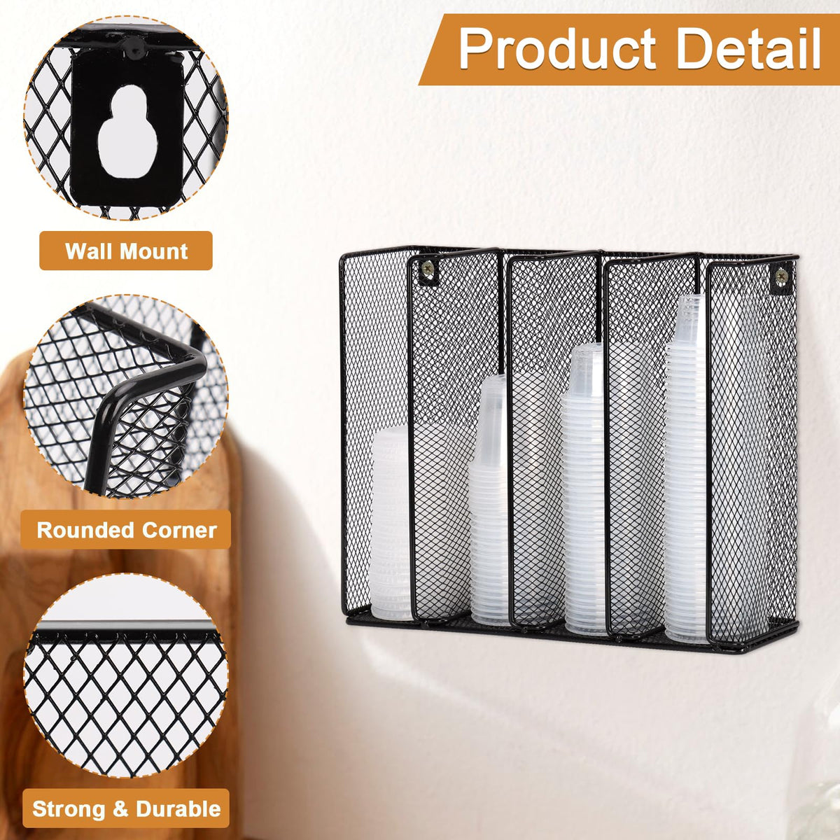 DLUGOPIS four-grid storage design for organized cups, lids, and accessories.