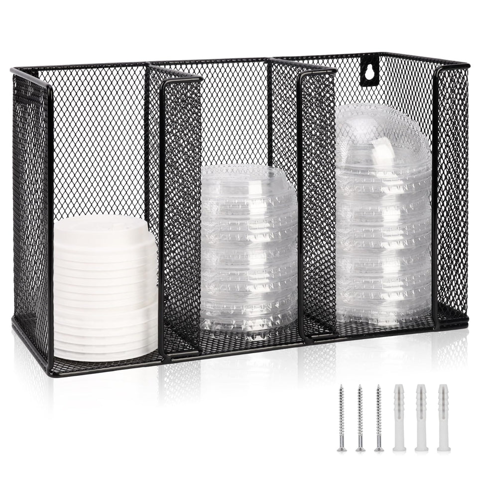DLUGOPIS wall mount lid holder with three compartments for quick lid access