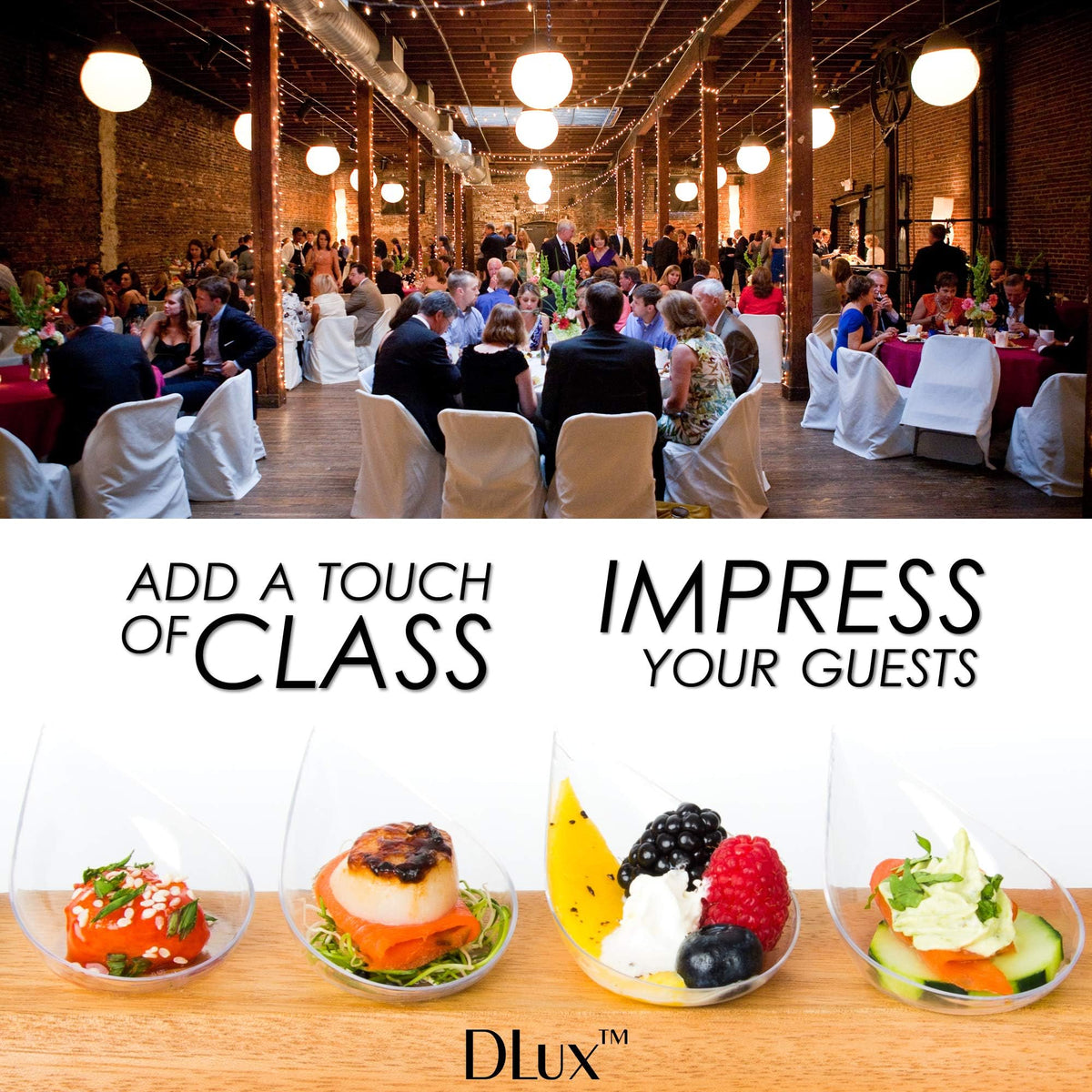 DLux 2x4 inch cups sized for sampling portions.
