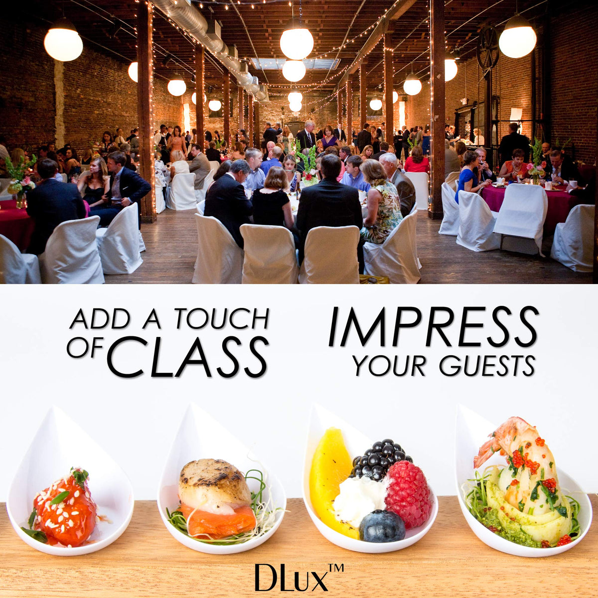 DLux catering cups set enhances party presentation and service flow