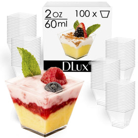 DLux clear plastic parfait cups provide stylish individual servings