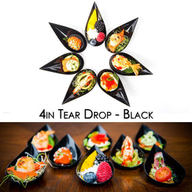 DLux dessert cups displayed with sushi and petit-fours for tasteful tasting
