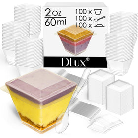 DLux mini cups with cubic design close-up for elegant presentation.