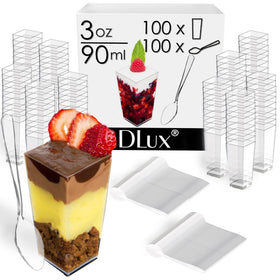 DLux spoons included with mini cups for easy serving