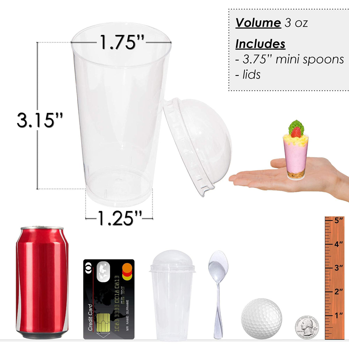 DLux reusable and stackable dessert cups save space after events.