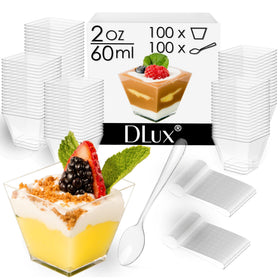 DLux mini spoons included with cups for effortless serving at parties