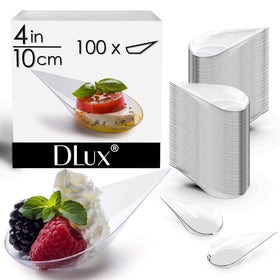 DLux tear drop cups displaying desserts with style.