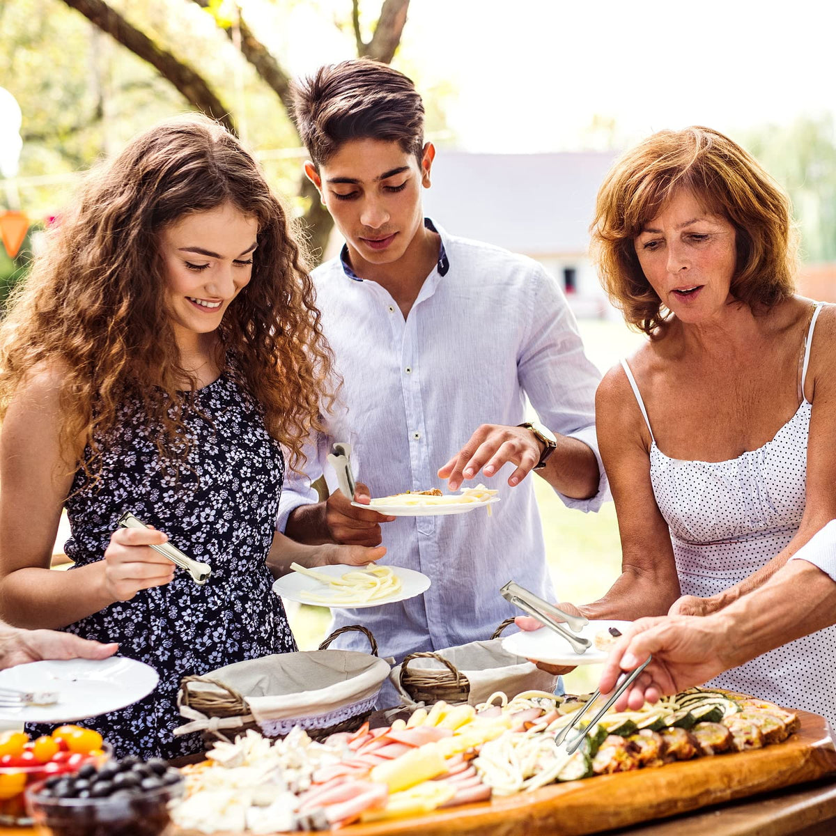 Dmoera mini tongs for buffet platters, family-friendly serving