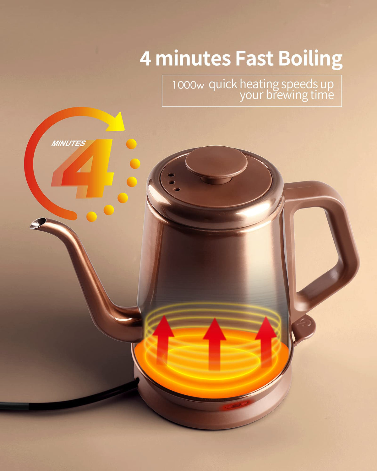 Kettle shows auto shut-off and boil-dry protection features