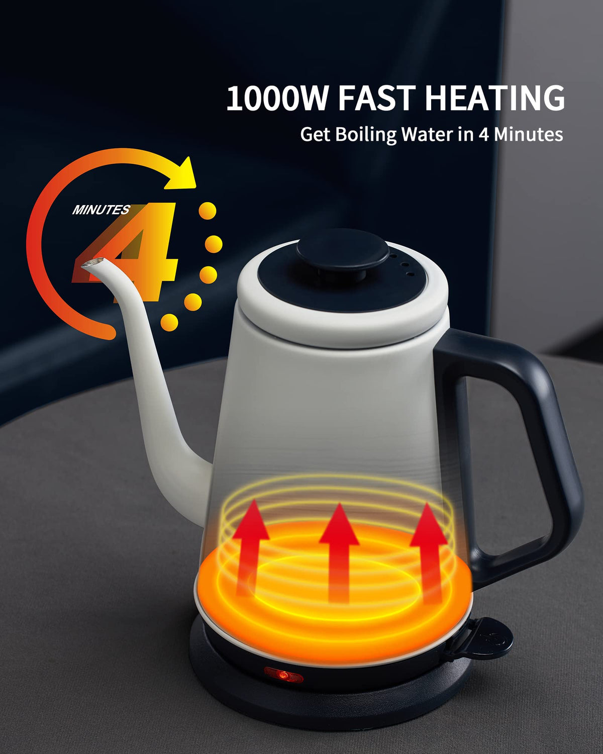 DmofwHi Gooseneck Kettle 1000W heats water quickly for busy mornings