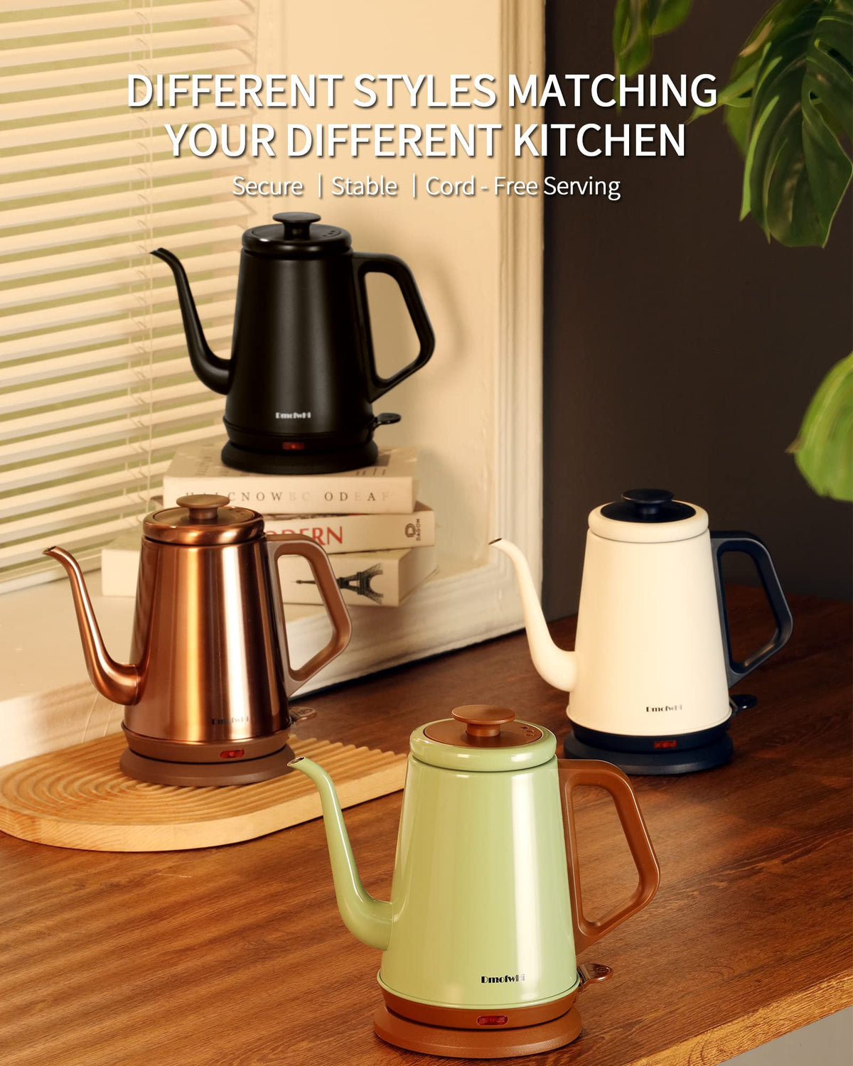 DmofwHi gooseneck kettle 1.0 liter capacity for versatile use