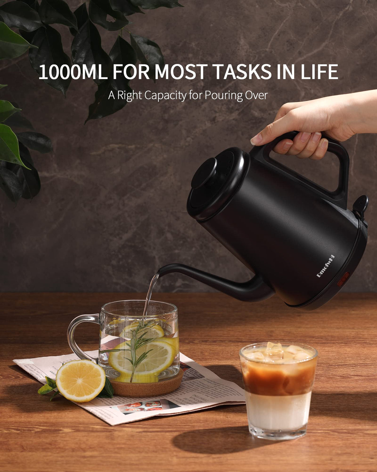 DmofwHi gooseneck kettle matte black finish for a stylish kitchen
