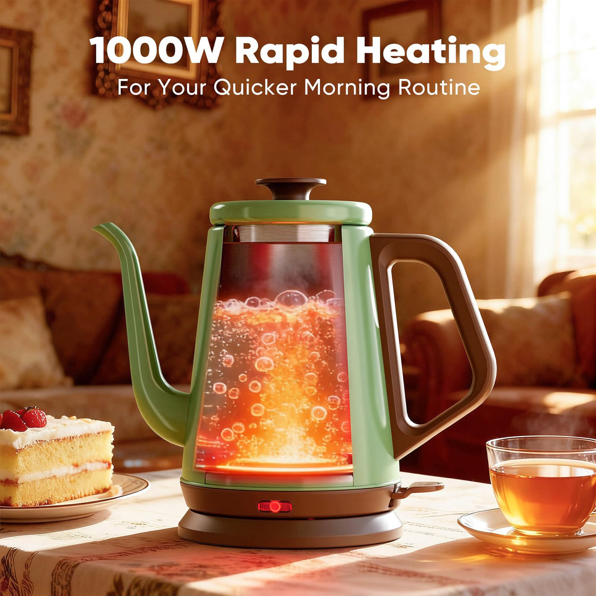DmofwHi kettle lid with steam vent for smooth pouring.