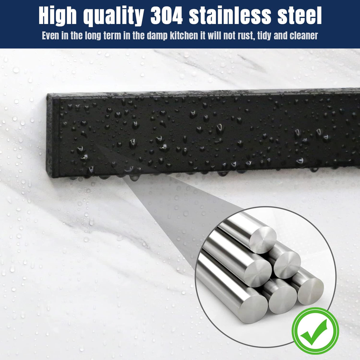 Dmore magnetic rack enhances kitchen safety by reducing loose knives.